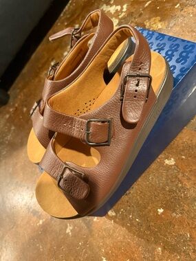 Brown Slip-On Comfort Sandals